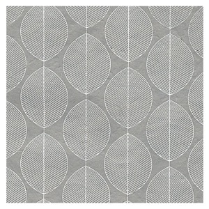 Black Ink Screenprinted Beech Leaves Lokta Paper 22"x30" White/Grey