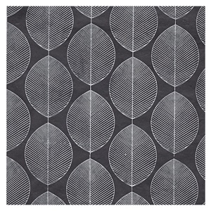 Black Ink Screenprinted Beech Leaves Lokta Paper 22"x30" White/Black