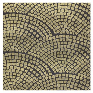 Black Ink Screenprinted Gold Pavers Lokta Paper 22"x30" Gold/Black