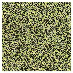 Black Ink Screenprinted Mini Willow Vines Lokta Paper 20"x30" Black/Lime
