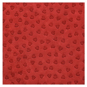 Black Ink Screenprinted Embossed Hearts Lokta Paper 19"x29" Red