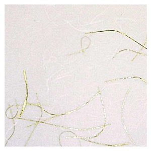 Black Ink Unryu Paper 8.5"x11" White w/ Gold Thread