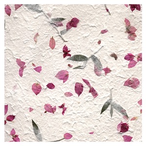 Black Ink Garden Series Bougainvillea & Bamboo Paper 22"x30" Natural White