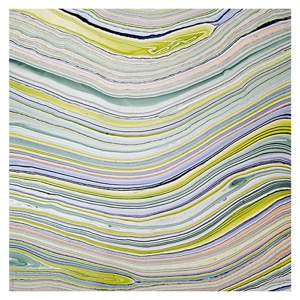 Black Ink Marbled Ammolite Mulberry Paper 25"x37" Blues/Greens/Taupe