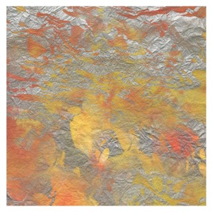 Black Ink Marbled Momi Paper 24"x36" Peach/Yellow/Silver
