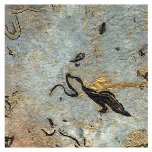 Black Ink Marbled Opal Momi Paper 24"x36" Blue/Taupe/Black/Gold