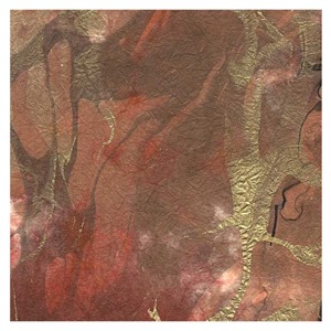 Black Ink Marbled Firestorm Momi Paper 24"x36" Orange/Mustard/Gold/Black