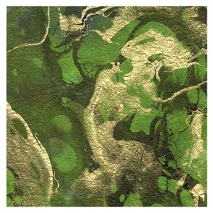 Black Ink Marbled Forest Momi Paper 24"x36" Green/Olive/Blue/Gold