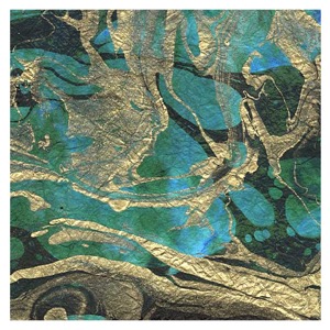 Black Ink Marbled Tidal Wave Momi Paper 24"x36" Teal/Blue/Gold/Black