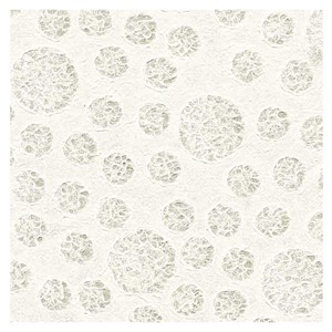 Black Ink Lace Patterned Circles Mulberry Paper 25"x37" White