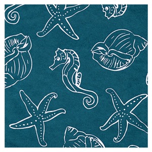 Black Ink Screenprinted By The Sea Mulberry Paper 25"x37" White/Ocean