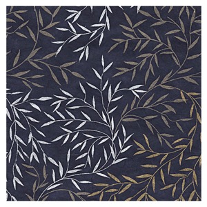 Black Ink Screenprinted Willow Mulberry Paper 25"x37" Midnight Blue
