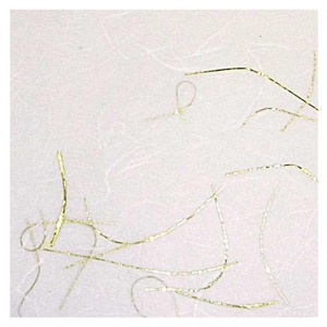 Black Ink Unryu Paper 25"x37" White with Gold Thread