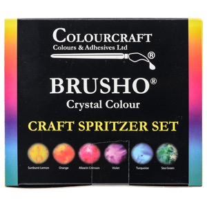 Colourcraft Brusho Crystal Colour 6 x 15g Set Craft Spritzer