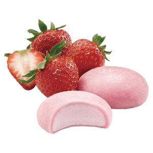 Bubbies Mochi Ice Cream Plant-Based Red, Ripe Strawberry With Oatmilk
