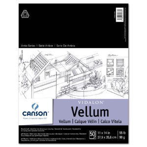 Canson Artist Series Vidalon Vellum 55lb Pad 50 Sheets 11"x14" Transluscent