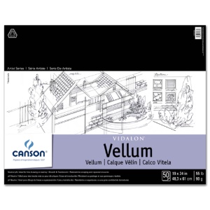 Canson Artist Series Vidalon Vellum 55lb Pad 50 Sheets 19"x24" Transluscent