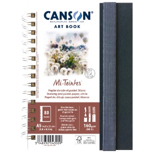 Canson Mi-Teintes Pastel & Drawing A5 Art Book 98lb 5.8"x8.3" White