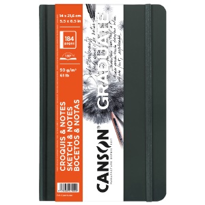 Canson Graduate Sketch & Notes Hardbound Book 61lb 5.5"x8.5" Dark Grey