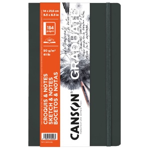 Canson Graduate Sketch & Notes Soft Book 61lb 184 Sheets 5.5"x8.5" Dk Grey