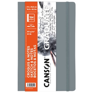 Canson Graduate Sketch & Notes Soft Cover Book 61lb 5.5"x8.5" Light Grey
