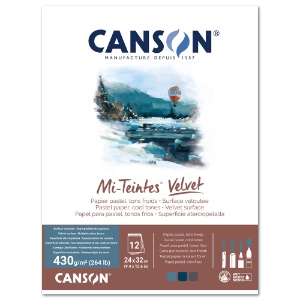 Canson Mi-Teintes Velvet Pastel Paper Pad 12 Sheets 9"x12" Cool