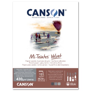 Canson Mi-Teintes Velvet Pastel Paper Pad 12 Sheets 9"x12" Grey