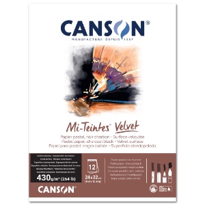 Canson Mi-Teintes Velvet Pastel Paper Pad 12 Sheets 9"x12" Charcoal Black