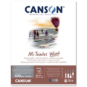 Canson Mi-Teintes Velvet Pastel Paper Pad 12 Sheets 12"x16" Grey