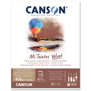 Canson Mi-Teintes Velvet Pastel Paper Pad 12 Sheets 12"x16" Brown
