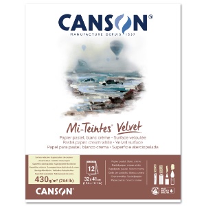 Canson Mi-Teintes Velvet Pastel Paper Pad 12 Sheets 12"x16" Cream White