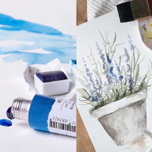 Paint Lavender and Hydrangea in Watercolor with MaimeriBlu 7/19