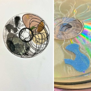 In the Studio: Printmaking with CDs with Marelyn Sunday 3/3