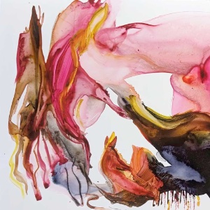 In the Studio: Abstract Watercolor on Yupo 5/4