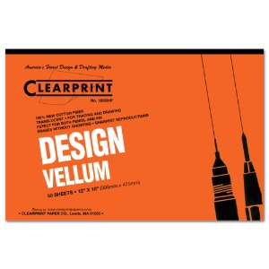 Clearprint Design Vellum 1000H Pad 50 Sheets 12"x18"