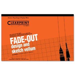 Clearprint Fade-Out Design & Sketch Vellum 1000H-4x4 Grid Pad 11"x17"