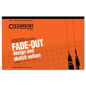Clearprint Fade-Out Design & Sketch Vellum 1000H-8x8 Grid Pad 11"x17"
