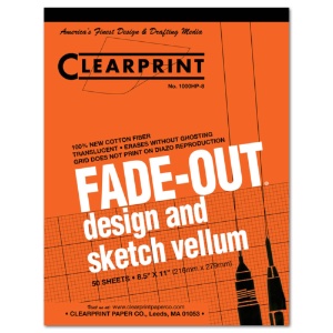 Clearprint Fade-Out Design & Sketch Vellum 1000H-8x8 Grid Pad 8.5"x11"