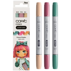 Copic Ciao Alcohol Ink Marker Layer & Mix 3 Set Vibrant Palette