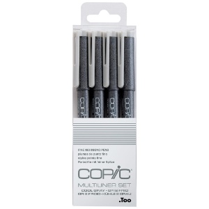 Copic Multiliner Pigment Ink Pen 4 Set Cool Gray