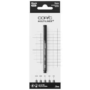 Copic Multiliner+ Plus Pigment Ink Pen 5 Set Black