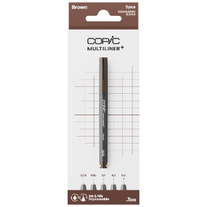 Copic Multiliner+ Plus Pigment Ink Pen 5 Set Brown