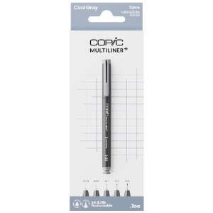 Copic Multiliner+ Plus Pigment Ink Pen 5 Set Cool Gray