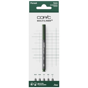 Copic Multiliner+ Plus Pigment Ink Pen 5 Set Forest