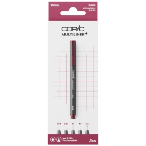 Copic Multiliner+ Plus Pigment Ink Pen 5 Set Wine