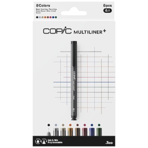 Copic Multiliner+ Plus Pigment Ink 0.1mm Pen 8 Set Colors