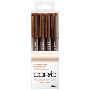 Copic Multiliner Pigment Ink Pen 4 Set Sepia