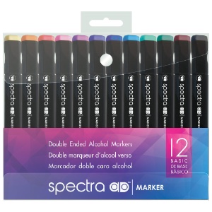 Chartpak Spectra AD Twin Tip Alcohol Marker 12 Set Basic