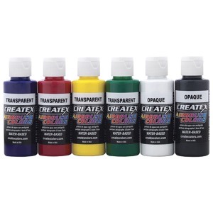 Createx Transparent Primary Airbrush Paint Set of 6 Colors, 2 oz.