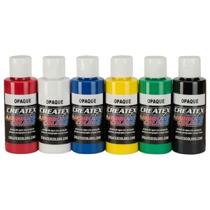 Createx Opaque Airbrush Paint Set of 6 Colors, 2 oz.